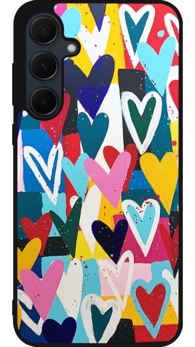 Samsung Galaxy A35 5G Case Hülle - Silikon schwarz Joyful Hearts