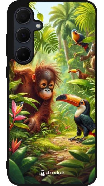 Coque Samsung Galaxy A35 5G - Silicone rigide noir Jungle Tropicale Tayrona