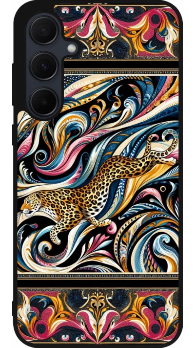 Samsung Galaxy A35 5G Case Hülle - Silikon schwarz Leopard Abstrakte Kunst