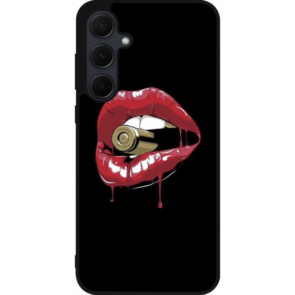 Coque Samsung Galaxy A35 5G - Silicone rigide noir Lips bullet