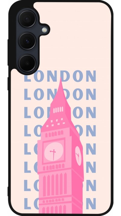 Coque Samsung Galaxy A35 5G - Silicone rigide noir London Pink Print