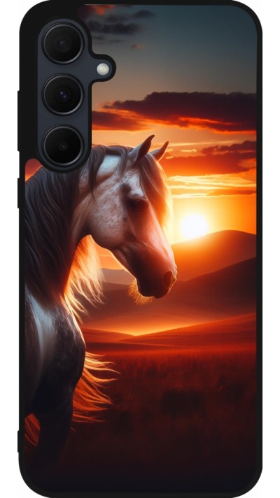 Coque Samsung Galaxy A35 5G - Silicone rigide noir Majestic Sunset Horse