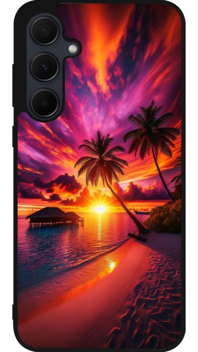 Samsung Galaxy A35 5G Case Hülle - Silikon schwarz Malediven Abenddämmerung Glückseligkeit