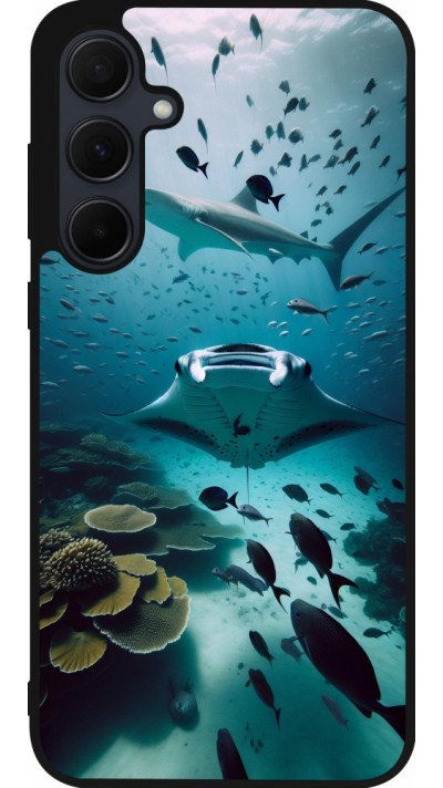 Coque Samsung Galaxy A35 5G - Silicone rigide noir Manta Lagon Nettoyage