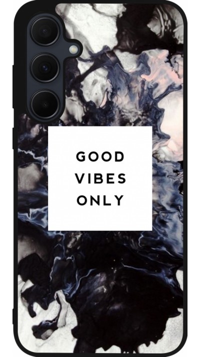 Coque Samsung Galaxy A35 5G - Silicone rigide noir Marble Good Vibes Only