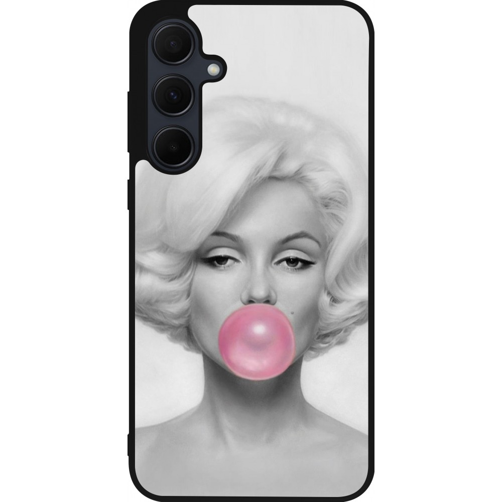 Coque Samsung Galaxy A35 5G - Silicone rigide noir Marilyn Bubble