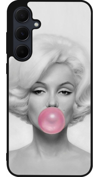 Coque Samsung Galaxy A35 5G - Silicone rigide noir Marilyn Bubble