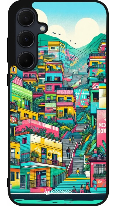 Samsung Galaxy A35 5G Case Hülle - Silikon schwarz Medellin Comuna 13 Kunst