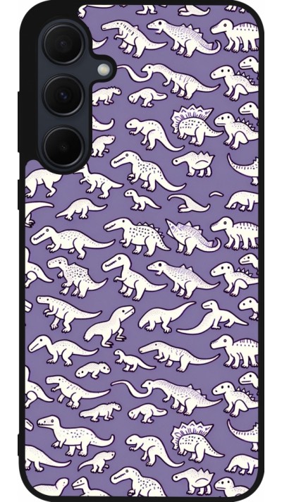 Coque Samsung Galaxy A35 5G - Silicone rigide noir Mini dino pattern violet