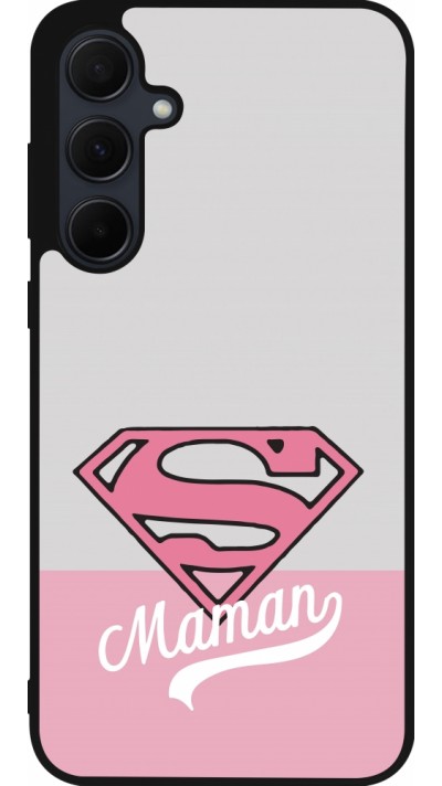 Coque Samsung Galaxy A35 5G - Silicone rigide noir Mom 2024 Super hero maman