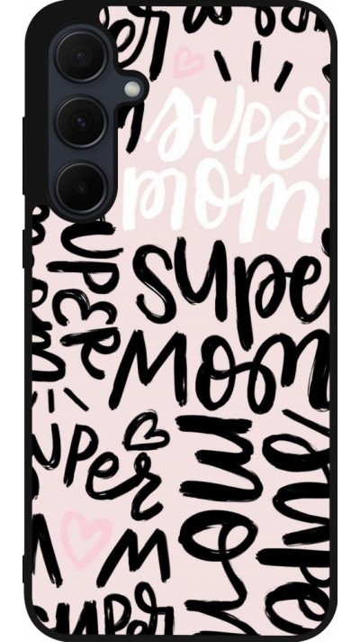 Coque Samsung Galaxy A35 5G - Silicone rigide noir Mom 2024 Super mom