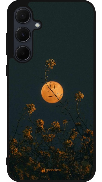 Coque Samsung Galaxy A35 5G - Silicone rigide noir Moon Flowers