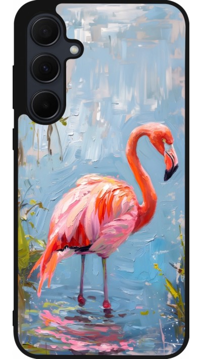 Coque Samsung Galaxy A35 5G - Silicone rigide noir Paint Flamingo