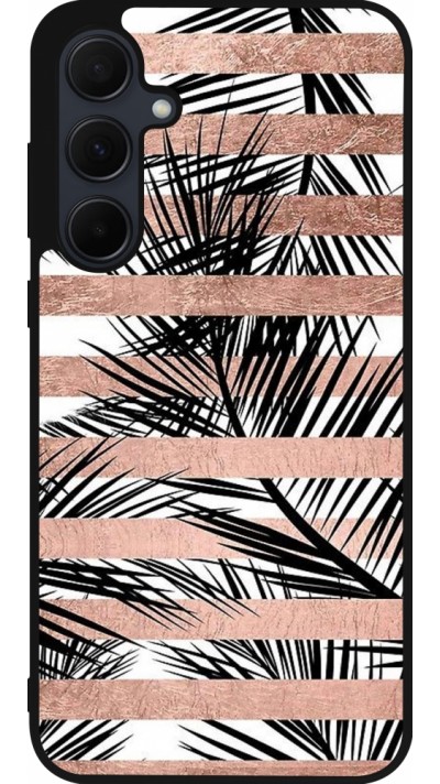 Samsung Galaxy A35 5G Case Hülle - Silikon schwarz Palm trees gold stripes