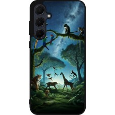 Coque Samsung Galaxy A35 5G - Silicone rigide noir Paradis des animaux exotiques