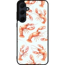 Coque Samsung Galaxy A35 5G - Silicone rigide noir Pattern de homards pastels