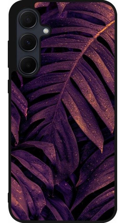 Samsung Galaxy A35 5G Case Hülle - Silikon schwarz Purple Light Leaves