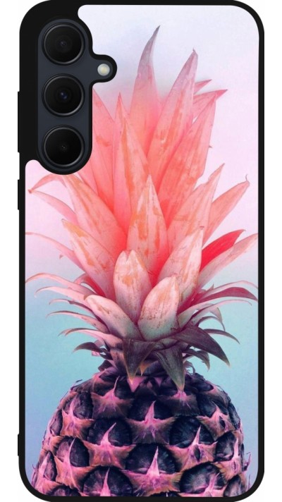 Samsung Galaxy A35 5G Case Hülle - Silikon schwarz Purple Pink Pineapple