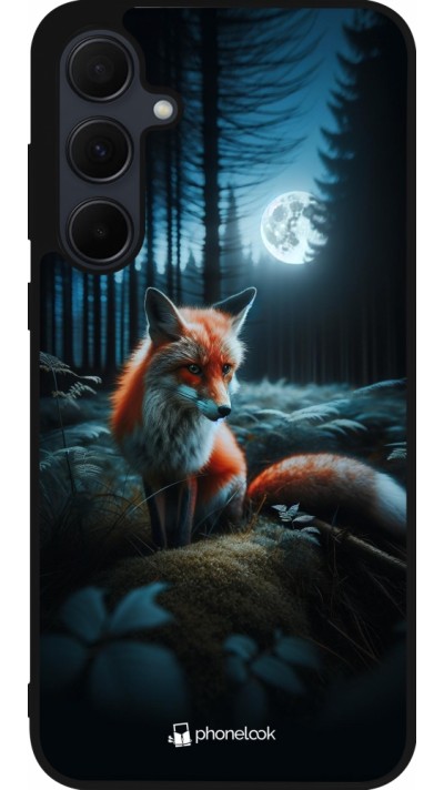 Samsung Galaxy A35 5G Case Hülle - Silikon schwarz Fuchs Mond Wald