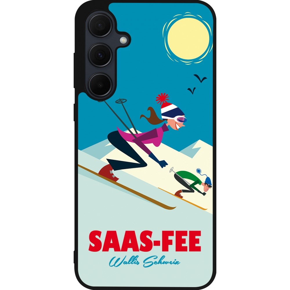 Samsung Galaxy A35 5G Case Hülle - Silikon schwarz Saas-Fee Ski Downhill