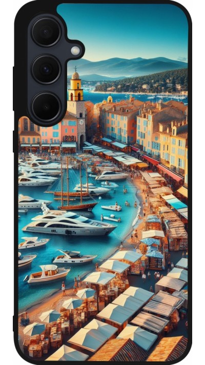 Samsung Galaxy A35 5G Case Hülle - Silikon schwarz Saint-Tropez Strand