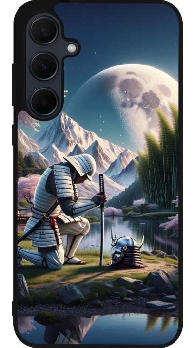 Samsung Galaxy A35 5G Case Hülle - Silikon schwarz Samurai Katana Mond