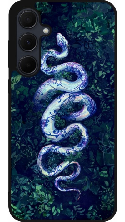 Samsung Galaxy A35 5G Case Hülle - Silikon schwarz Snake Blue Anaconda