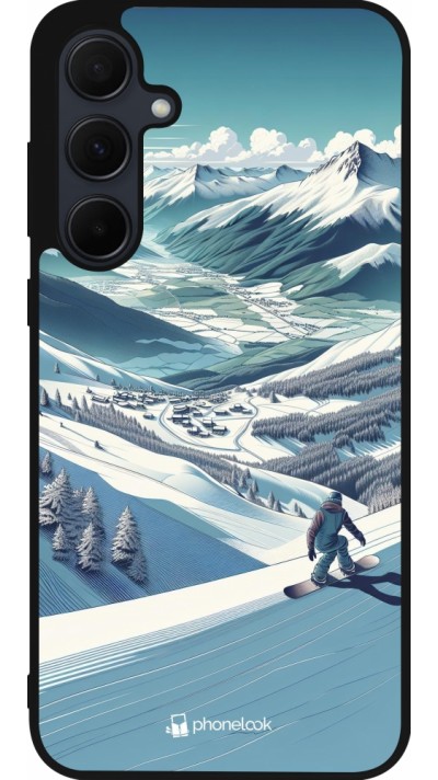 Samsung Galaxy A35 5G Case Hülle - Silikon schwarz Snowboarder Berg