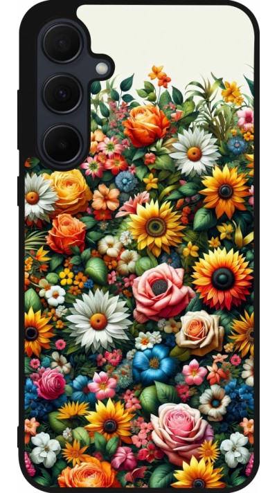 Samsung Galaxy A35 5G Case Hülle - Silikon schwarz Sommer Blumenmuster