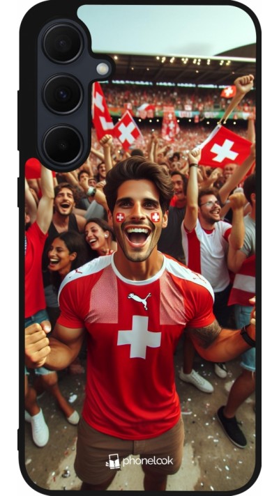 Samsung Galaxy A35 5G Case Hülle - Silikon schwarz Schweizer Fan Euro 2024