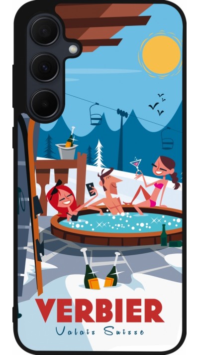 Coque Samsung Galaxy A35 5G - Silicone rigide noir Verbier Mountain Jacuzzi