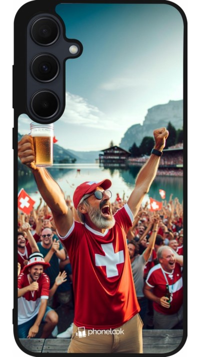 Samsung Galaxy A35 5G Case Hülle - Silikon schwarz Schweizer Sieg Fanzone Euro 2024