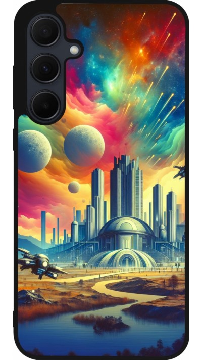 Samsung Galaxy A35 5G Case Hülle - Silikon schwarz Futuristische Stadt ausserhalb der Kuppel