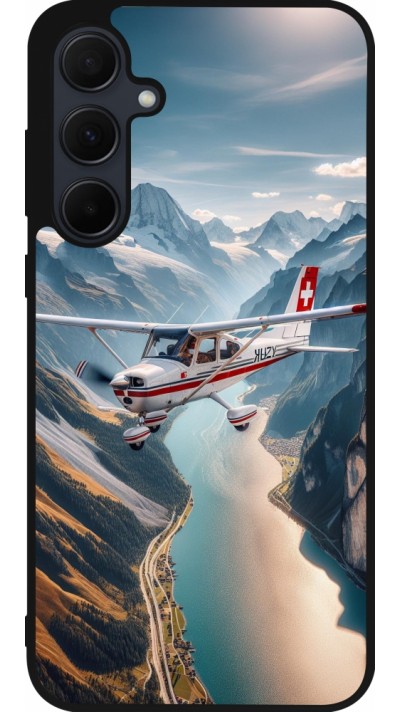 Samsung Galaxy A35 5G Case Hülle - Silikon schwarz Schweizer Alpenflug