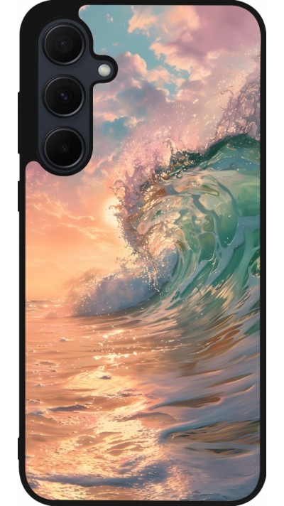 Coque Samsung Galaxy A35 5G - Silicone rigide noir Wave Sunset