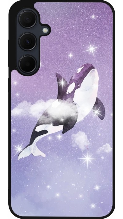 Coque Samsung Galaxy A35 5G - Silicone rigide noir Whale in sparking stars