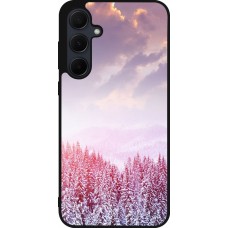 Coque Samsung Galaxy A35 5G - Silicone rigide noir Winter 22 Pink Forest