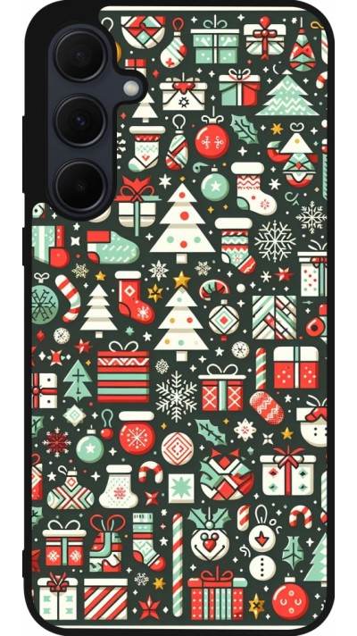 Coque Samsung Galaxy A35 5G - Silicone rigide noir Noël 2023 Flat Pattern