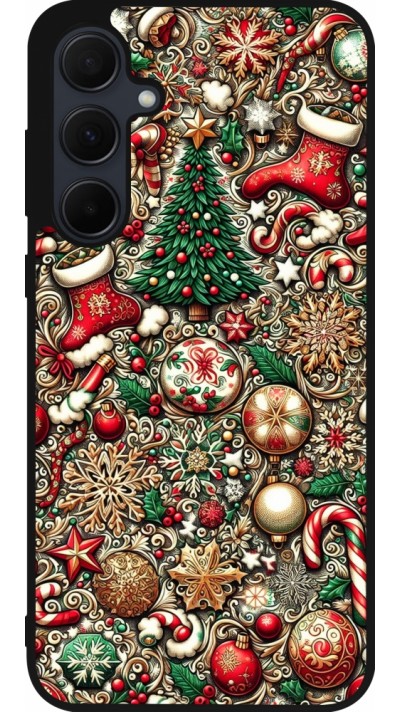 Coque Samsung Galaxy A35 5G - Silicone rigide noir Noël 2023 micro pattern