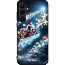 Coque Samsung Galaxy A35 5G - Silicone rigide noir Noël 2023 Père Noël enchanté