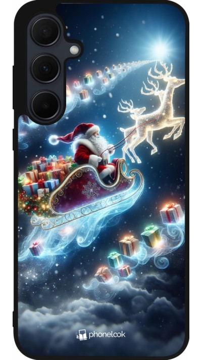 Coque Samsung Galaxy A35 5G - Silicone rigide noir Noël 2023 Père Noël enchanté