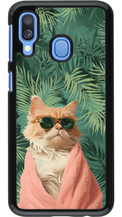 Coque Samsung Galaxy A40 - Cat Summer Palms