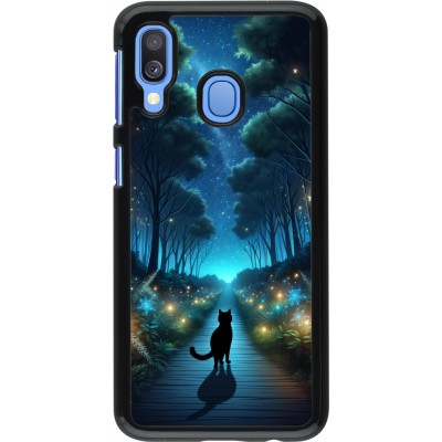 Coque Samsung Galaxy A40 - Chat noir promenade