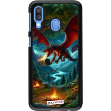 Coque Samsung Galaxy A40 - Dragon Volant Forêt Trésor