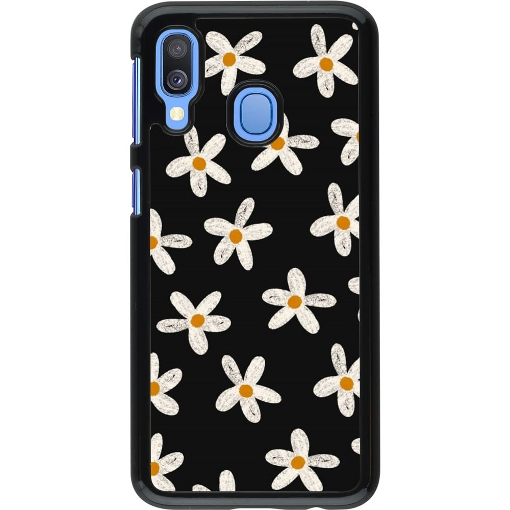 Coque Samsung Galaxy A40 - Easter 2024 white on black flower