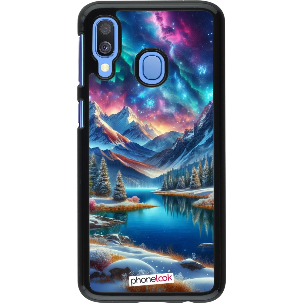 Coque Samsung Galaxy A40 - Fantasy Mountain Lake Sky Stars