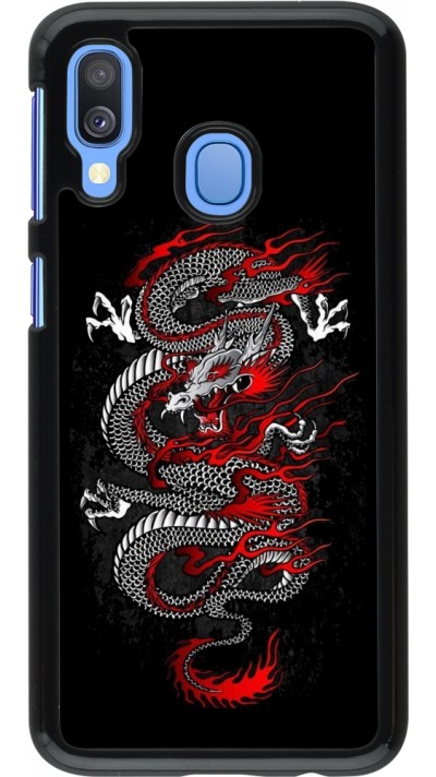 Coque Samsung Galaxy A40 - Japanese style Dragon Tattoo Red Black