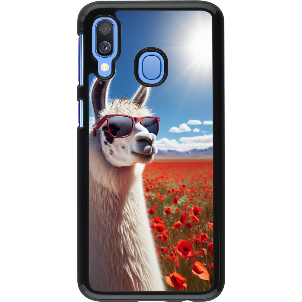 Coque Samsung Galaxy A40 - Lama Chic en Coquelicot