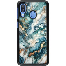 Coque Samsung Galaxy A40 - Marbre Vert Bleu Doré