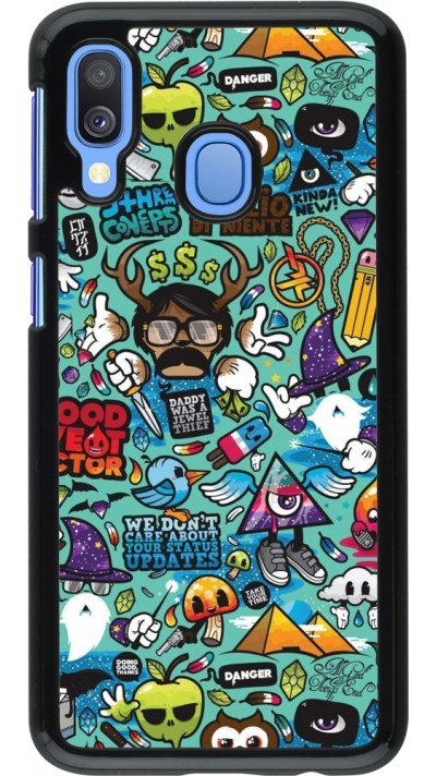 Coque Samsung Galaxy A40 - Mixed Cartoons Turquoise